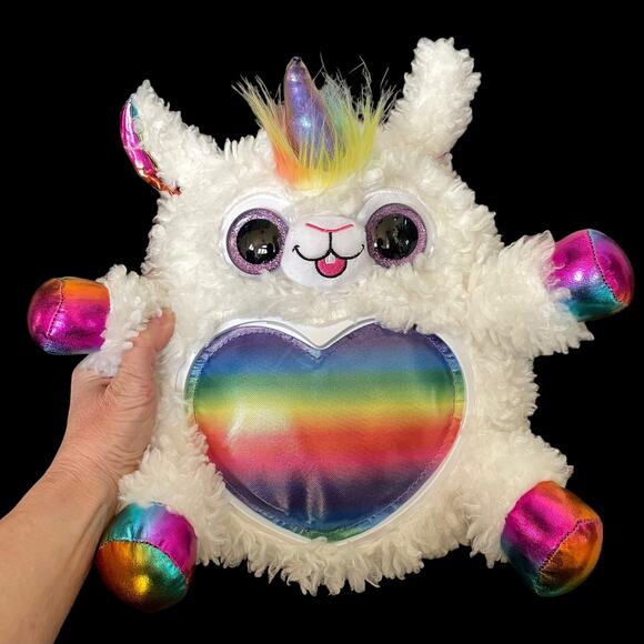 Llama Unicorn Plush Rainbocorns Rainbow Heart White Stuffed Pride Month Toy - Picture 13 of 14
